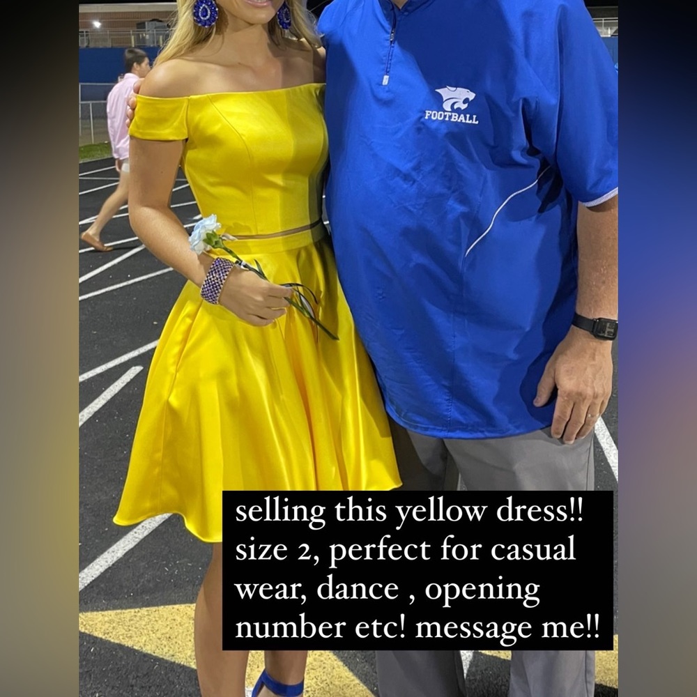 size 2 cocktail dress, two piece yellow dress